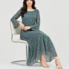elrare teal scatter floral maxi dress side view