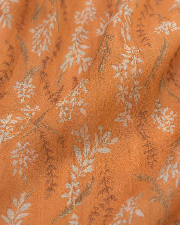 elrare terracotta botanical maxi dress fabric closeup