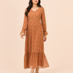 elrare terracotta botanical maxi dress front view