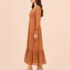 elrare terracotta botanical maxi dress side view