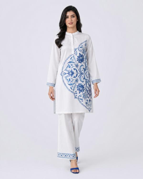 elrare white blue tile print coords front view