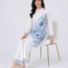 elrare white blue tile print coords seated