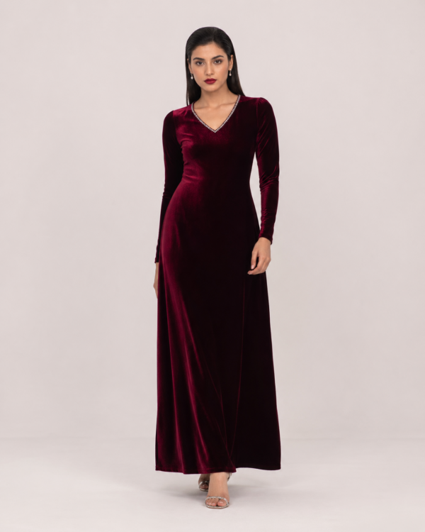 Wine Velvet Crystal Maxi