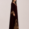 elrare wine velvet zardozi maxi dress side view