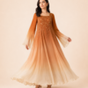 elrare amber ombre bell sleeve maxi flared