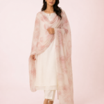 elrare blush watercolour rose dupatta front view