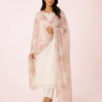 elrare blush watercolour rose dupatta front view