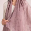 elrare dusty mauve tonal leaf dupatta detail