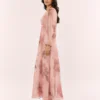 elrare dusty rose watercolor floral maxi dress side view