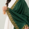 elrare forest green gold floral dupatta detail