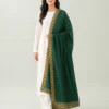 elrare forest green gold floral dupatta front view