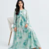 elrare mint watercolour floral maxi dress front pose