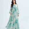 elrare mint watercolour floral maxi dress front view