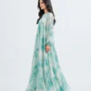 elrare mint watercolour floral maxi dress side view
