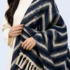elrare navy chevron tassel dupatta detail