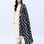 elrare navy chevron tassel dupatta front view