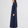 elrare navy pinstripe shirt maxi dress side view