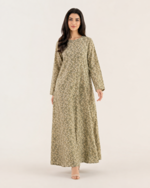 elrare sage ditsy floral maxi dress front view