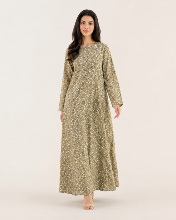 elrare sage ditsy floral maxi dress front view