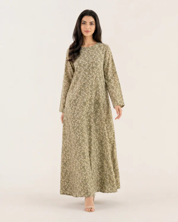 elrare sage ditsy floral maxi dress front view