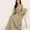 elrare sage ditsy floral maxi dress seated
