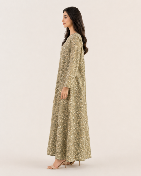 elrare sage ditsy floral maxi dress side view