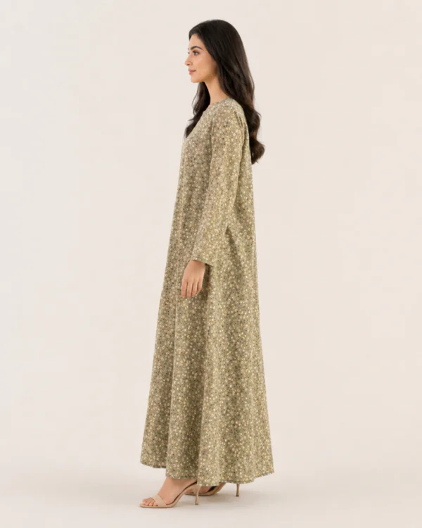 elrare sage ditsy floral maxi dress side view