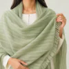 elrare sage pinstripe fringe dupatta detail