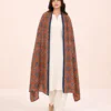 elrare terracotta ajrak medallion dupatta front view