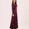 elrare wine rose petal satin maxi dress side view
