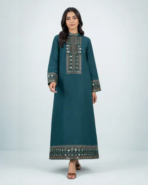 elrare teal mirror work maxi front view