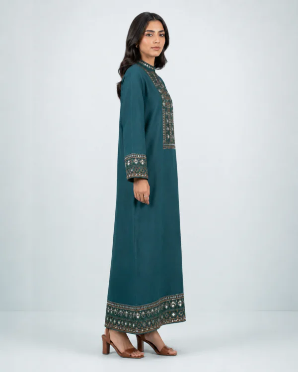 elrare teal mirror work maxi side view
