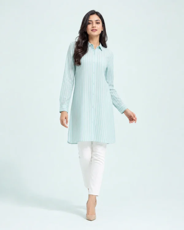 elrare aqua stripe tunic front view