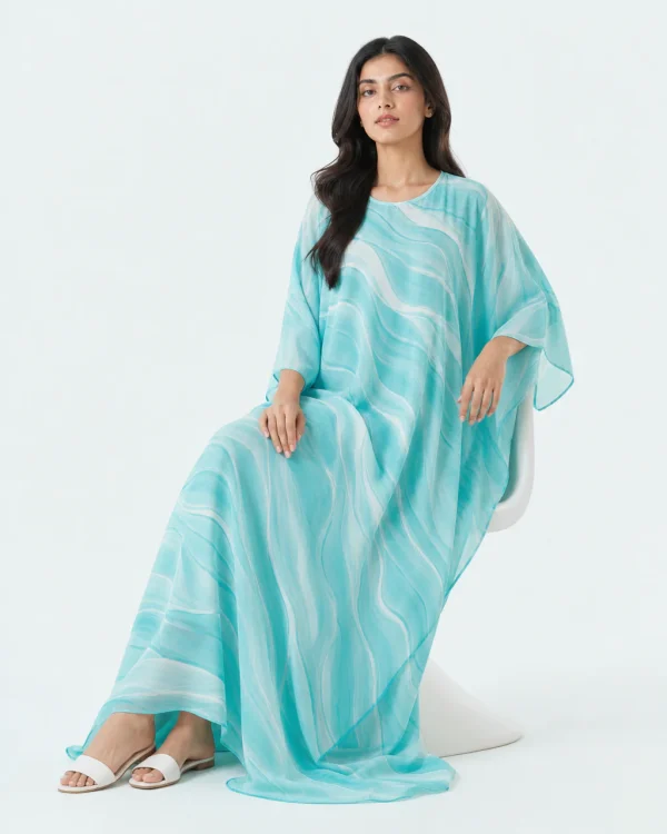 elrare aqua wave kaftan seated
