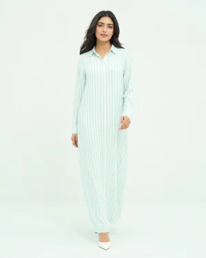 elrare aqua white stripe maxi front view