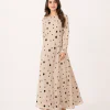 elrare beige black dot maxi front view