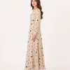 elrare beige black dot maxi side view