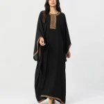 elrare black dabka kaftan front view