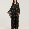 elrare black gold digital kaftan front view