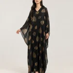 elrare black gold digital kaftan front view