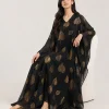 elrare black gold digital kaftan seated