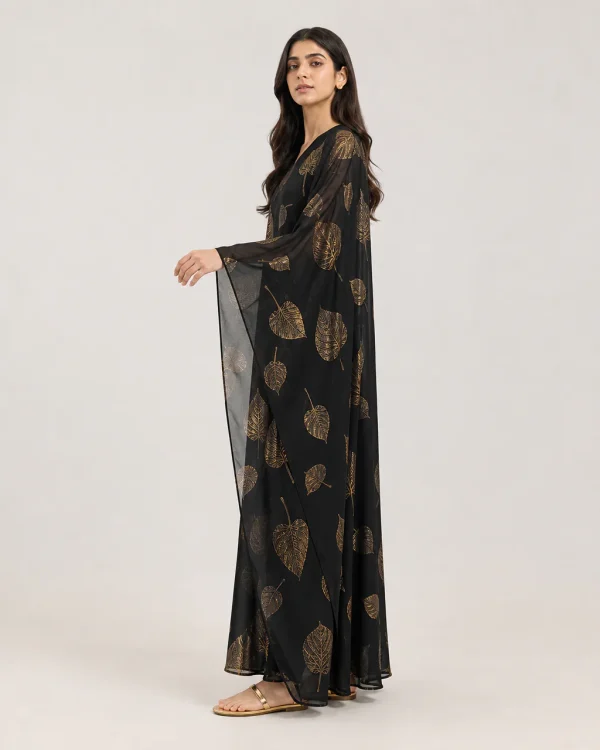 elrare black gold digital kaftan side view