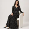 elrare black gold leaf maxi seated