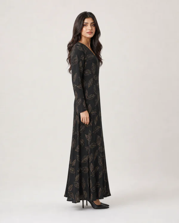 elrare black gold leaf maxi side view