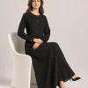 elrare black ivory polka maxi seated