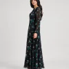 elrare black teal floral maxi side view