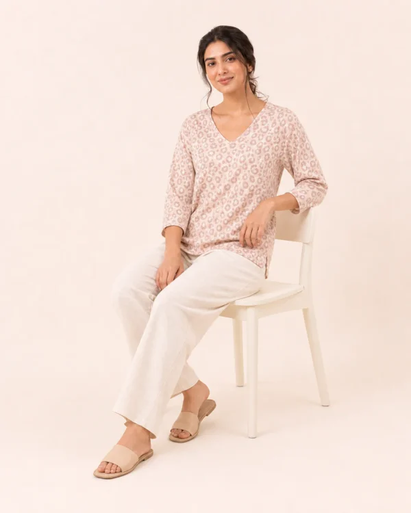 elrare blush leopard lounge seated