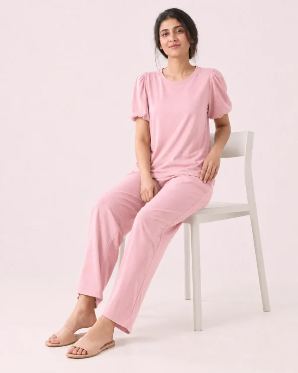elrare blush puff solid lounge seated