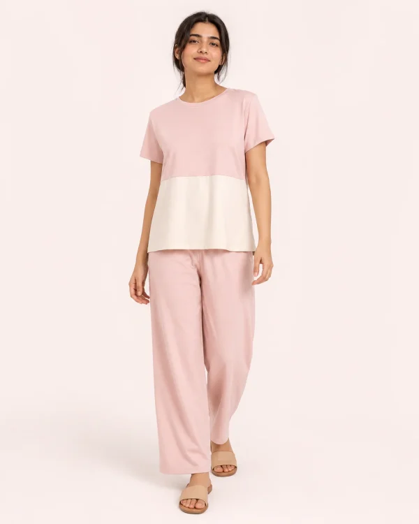 elrare blush tiered top lounge front view