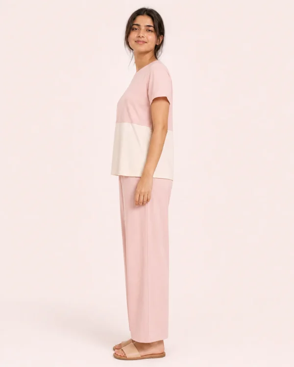 elrare blush tiered top lounge side view